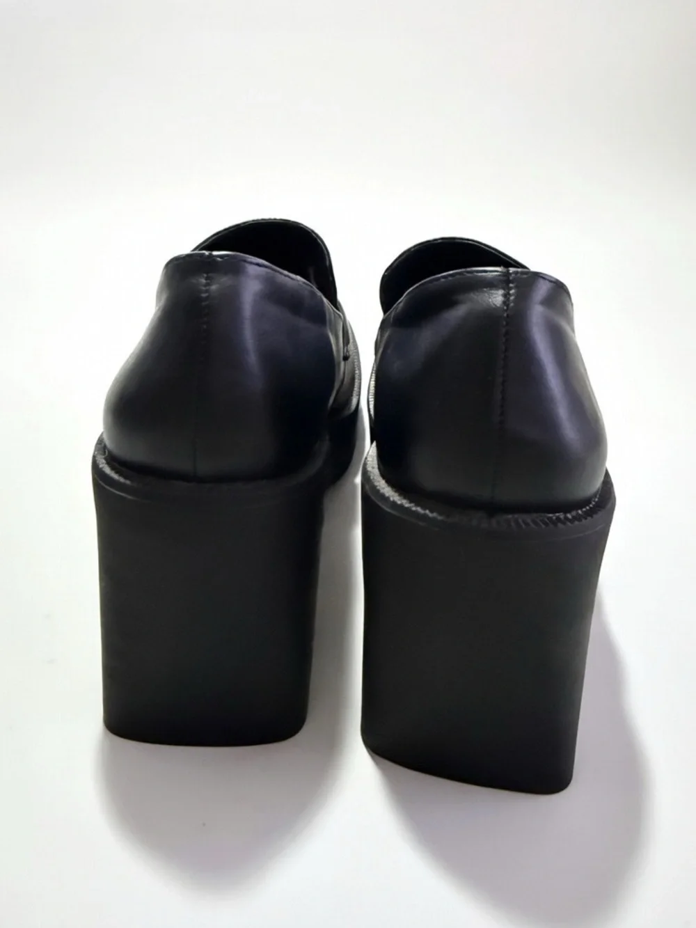 JF Black Chunky Platform Heeled Penny Loafers Lug Sole Size 11 NWOT